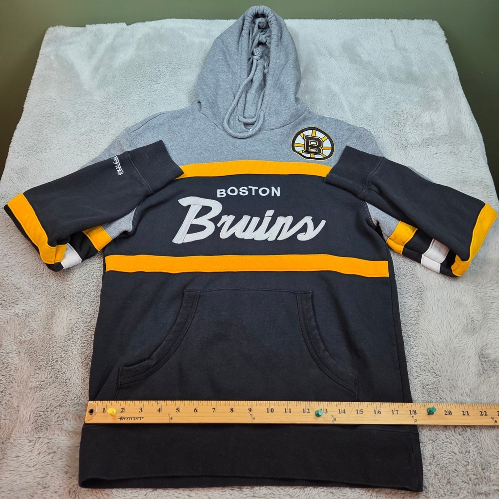 Mitchell & Ness Boston Bruins Hoodie Mens M Hockey NHL Colorblock Black Grey